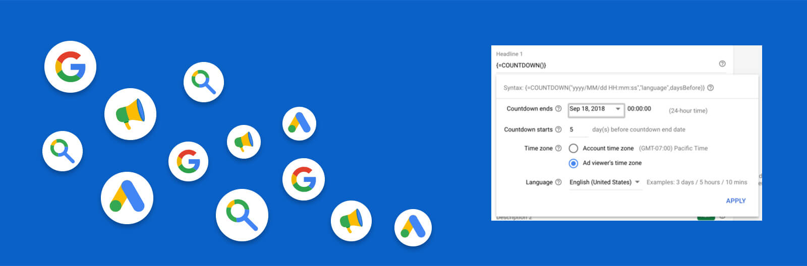 Функцията Countdowns в Google Ads